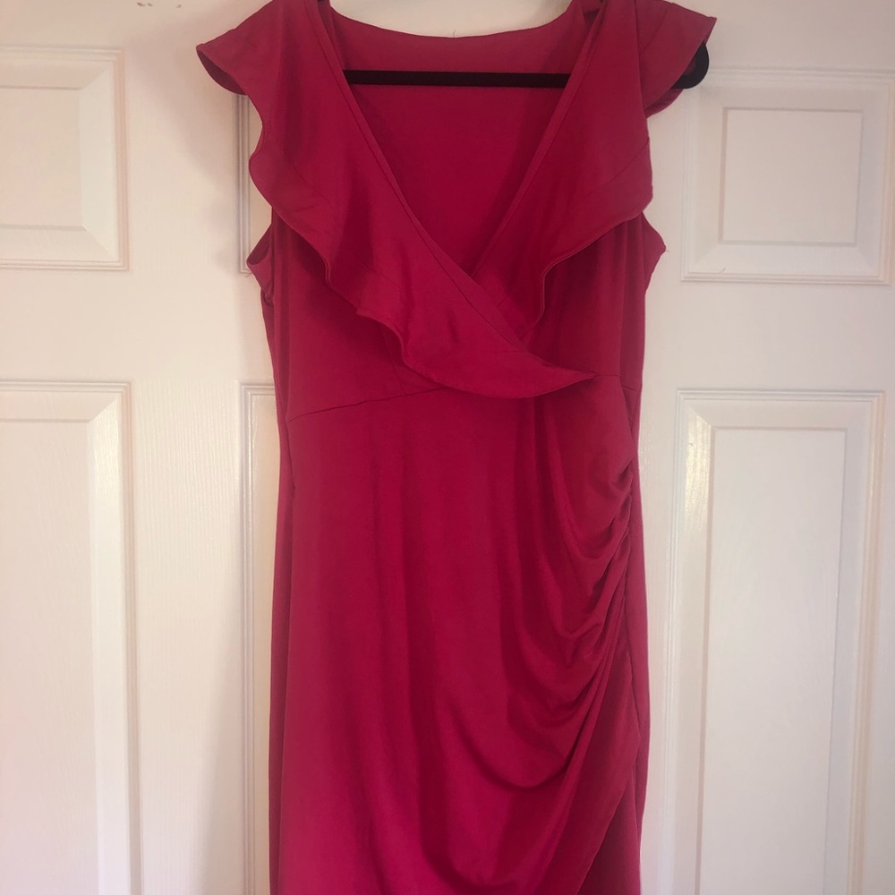 Hot pink riffle cocktail dress